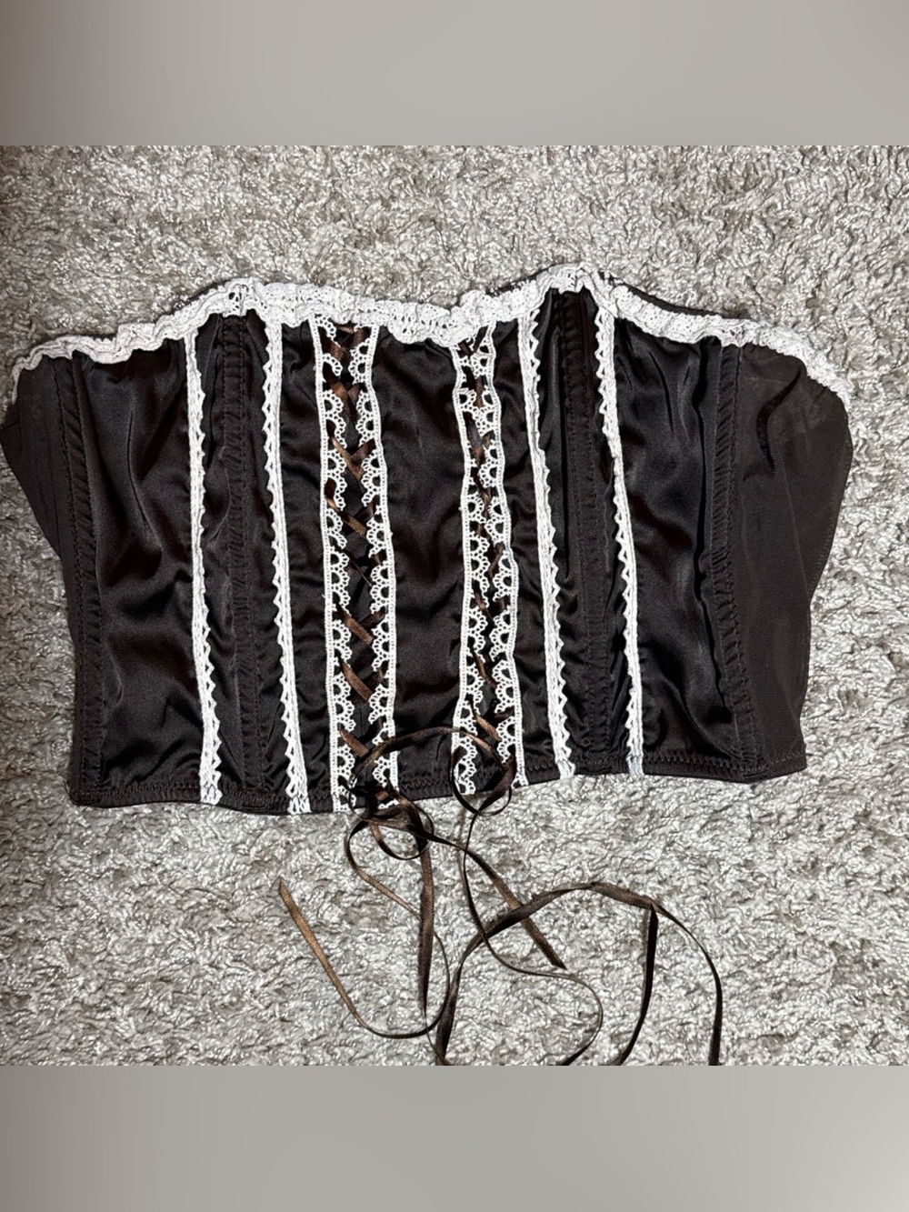Urban Outfitters strapless Brown Lace-Up Corset Top